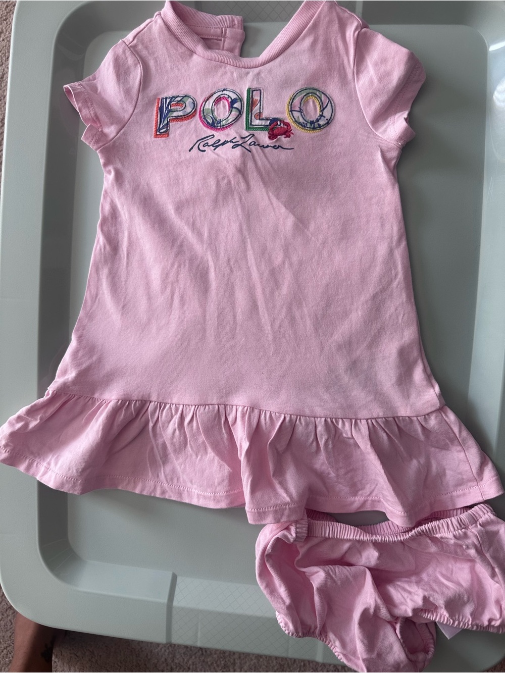 Ralph Lauren Light Pink Baby Polo Dress with Bloomers